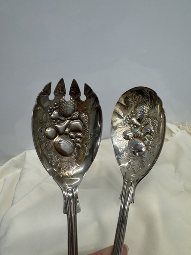 EPNS AI Sheffield England Solid Serving Spoon Set Silverplate Shell Fruit Fiddle - Picture 3 of 5