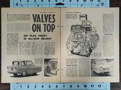 1962 Reliant Regal 3/25 Motor Cycle Article OHV Engine Three Wheeler Original
