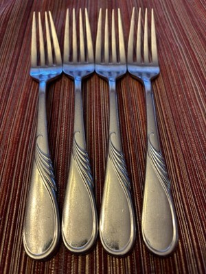 Set Of 4 YAMAZAKI Hilary Stainless Flatware Dinner Forks 7-3/4 