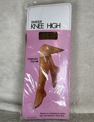 Vintage Park Avenue Sheer Knee High Hosiery 3 Pair Pack Suntan Made In USA NEW