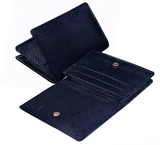 ABYS Genuine Leather RFID Protected Blue Unisex Card Holder