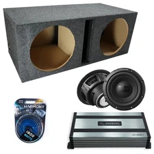 Alpine W12S4 BassLine 12" Car Subwoofer Bundle Dual Sub Box w/ HA-A800.1 Amp
