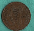 1935 Ireland 1d 1 Pingin Coin Saorstat Eireann Hen & Chicks — photo 1
