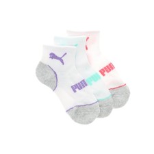 PUMA 6 Pack Terry Quarter Socks Youth Girls Size 5-6.5  94273301
