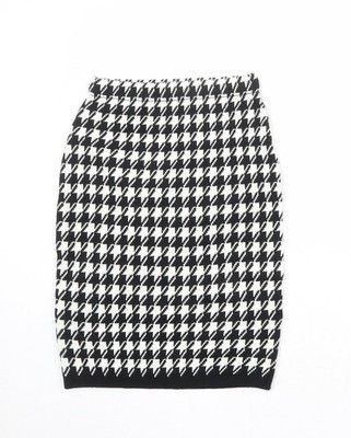 POP Damen schwarz geometrisches Acryl gerade & Bleistiftrock Größe S - Hahnentritt