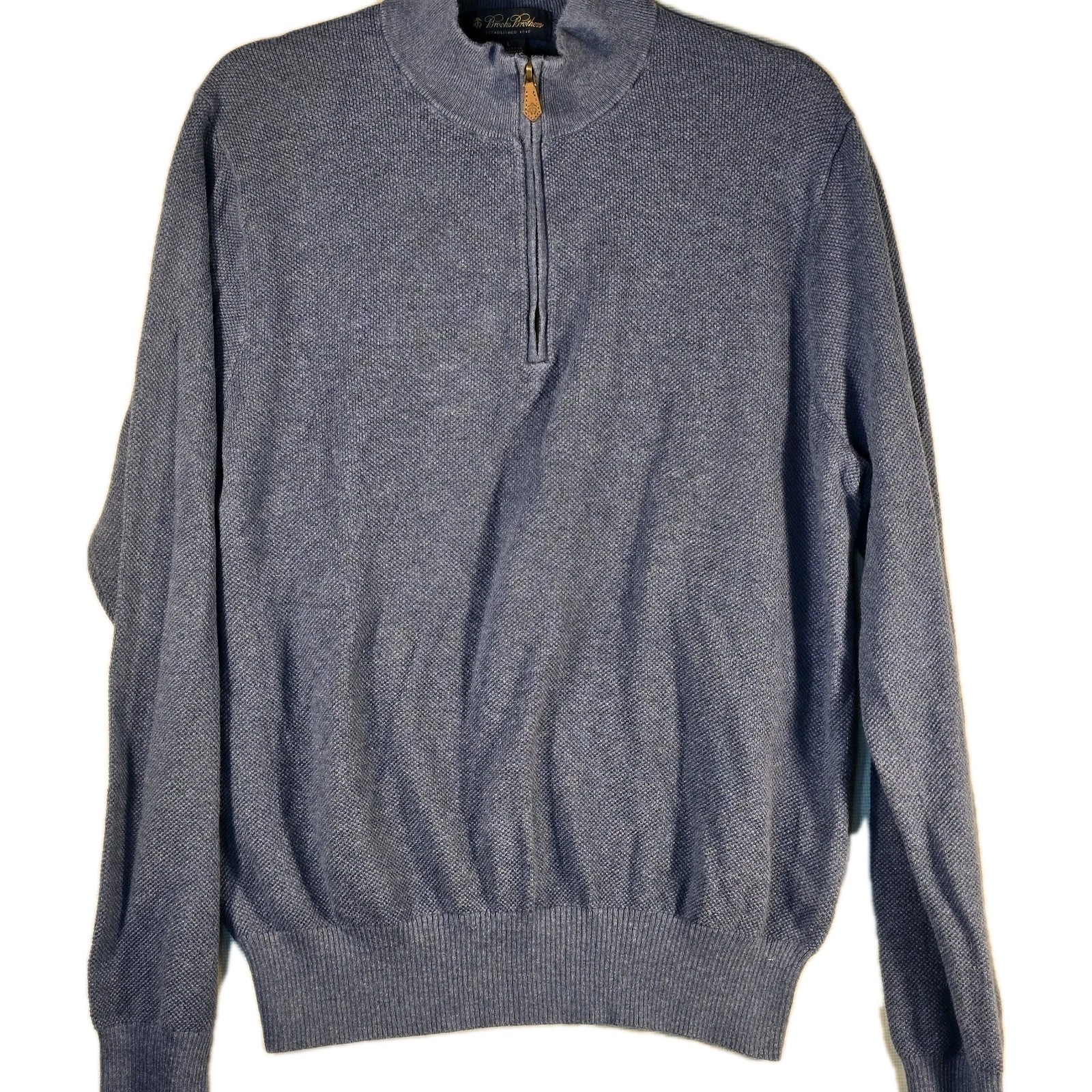 Brooks Brothers Quarter Zip Cotton Cashmere Blue Sweater Pullover Men’s Large