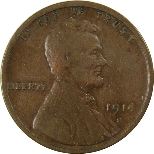 1914 S Lincoln Wheat Cent F Fine Details Penny 1c Coin SKU:I26125