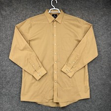 Stafford Button Up Shirt Mens XL Tan Broadcloth Long Sleeve Business Dress
