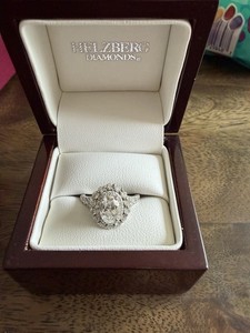 Helzberg 14K White Gold Lab Created Oval Diamond Halo Ring VS1/F 2ctw GCAL Sz 7