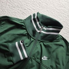 Nike Track Jacket Mens Medium Green Full Zip Striped Cuffs Sportswear Logo