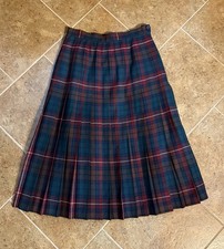 James Pringle VTG Women  s Plaid Long Length Wool Skirt Pleated Sz UK 10
