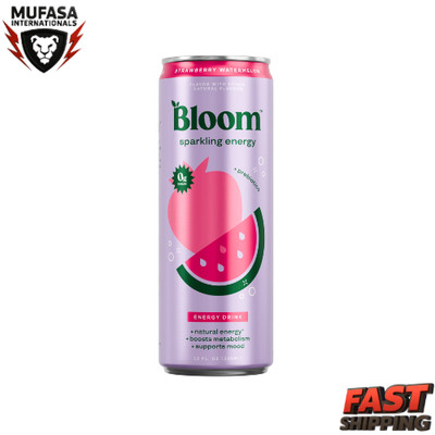 Bloom Nutrition Sparkling Energy Drink, Strawberry Watermelon, 12 fl oz