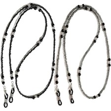 Beaded Glasses Chain for Women Black Eyeglass Chain Glasses Strap Black-grey