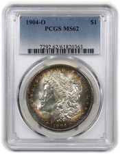 1904 O PCGS MS62 - Toned Silver Morgan Dollar $1 US Coin #61538A