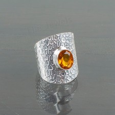 Citrine Gemstone 925 Sterling Silver Handmade Jewelry Engagement Ring For Women