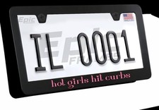 Hot Girls Hit Curbs License Plate Frame Funny Premium Black Metal Car Accessory