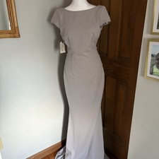 NEW Katie May Size 4 Intrigue Dove Gray Cap Sleeve Maxi Dress Bridesmaid Gown