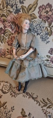 French Antique poupee rare with original hand stitched clothing dating XIX 