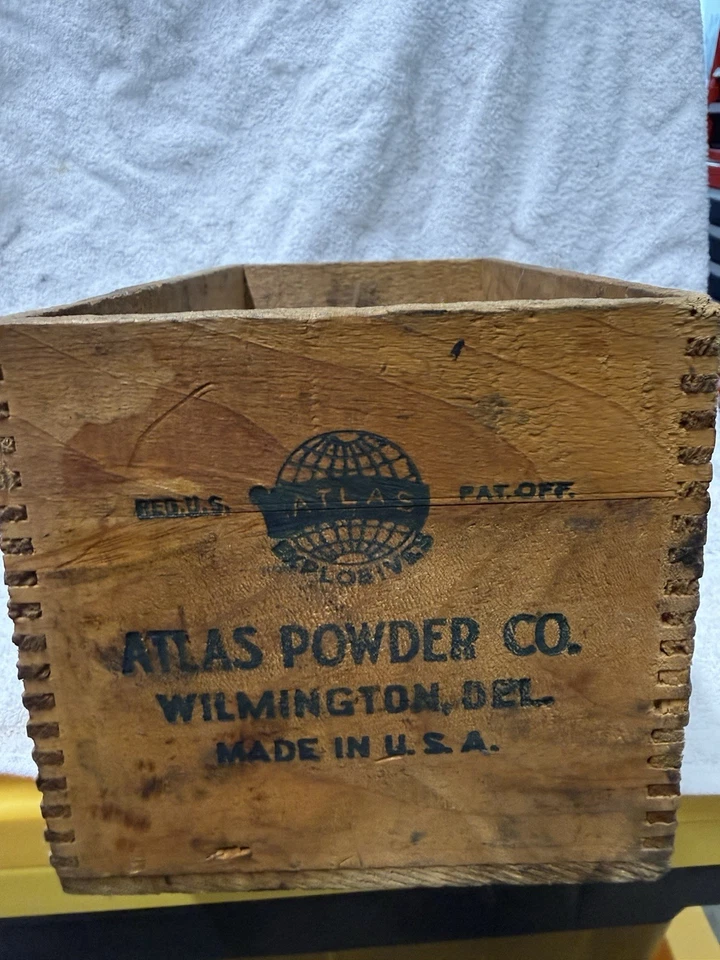 老式木制 Crate Atlas Powder Co 高爆炸物 Dovetail 木盒 — 第 2/4 张图片
