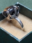 BRUTALIST MCM MEXICO TAXCO EAGLE3 STERLING SILVER TIGERS EYE RING SIGNED JA 5.75 — photo 6