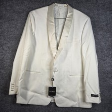 Chaqueta Esmoquin Lauren Ralph Lauren Blanca Lana 46L Satén Chal Cuello Blazer Nuevo con Etiquetas