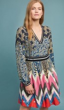 Maeve Anthropologie Sporty Chevron Dress Women’s 6 Graphic Print Fit And Flare