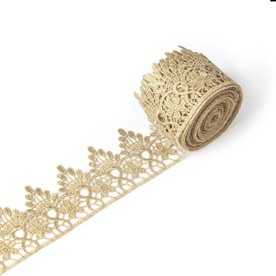 2.1 Inch 5 Yards Lace Edge Trim Gold for Sewing Fabric DIY Craft Clothes Curtain