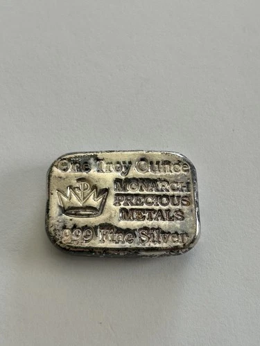 Monarch Precious Metals Hand Poured Silver Bar - 1oz .999 Fine Silver - toning