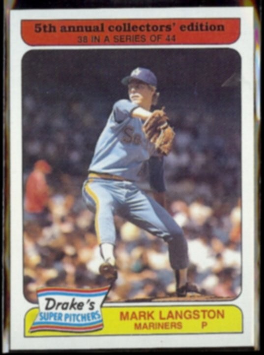 MARK LANGSTON 1985 Topps Drake's Odd #38 of 44.  MARINERS
