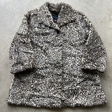 Vintage Leopard Cheetah Print Faux Fur Coat Rockabilly Large Mob Wife USA Made