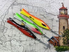 pilker set norwegen 3 Spitzköpfe 300g UV Farben VMC Drillinge