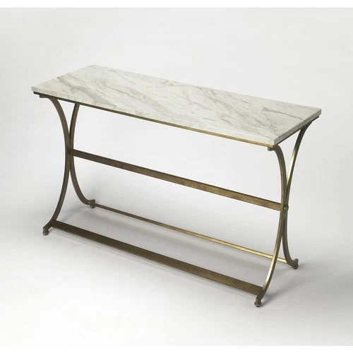 Pamina Marble Console Table, Gold - Picture 1 of 4
