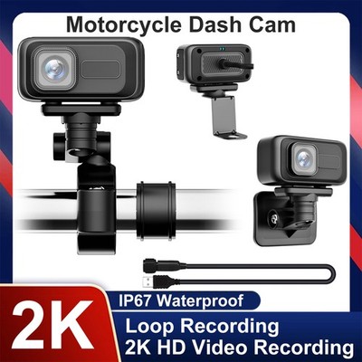 2K HD Motorcycle Dash Cam Bicycle Recorder 140° Wide Angle WiFi APP 64GB SD Card