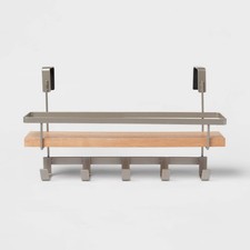Shelf Rack with 5 Hooks Brushed Nickel - Brightroom