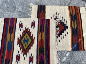 Handwoven Aztec Beige Wool Southwestern Design Placemats 20x16