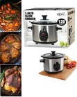 1.5L Stainless Steel Slow Cooker Removable Ceramic Bowl Glass Lid 3 Heat Setting