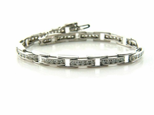 Simulated Brilliant Round Cut White Sapphire Tennis Man Bracelet In 935 Silver - 第 1/8 張圖片