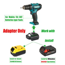 for Milwaukee M18 & DeWalt 20V XR Battery to for Makita 12V CXT Tools Adapter 1x