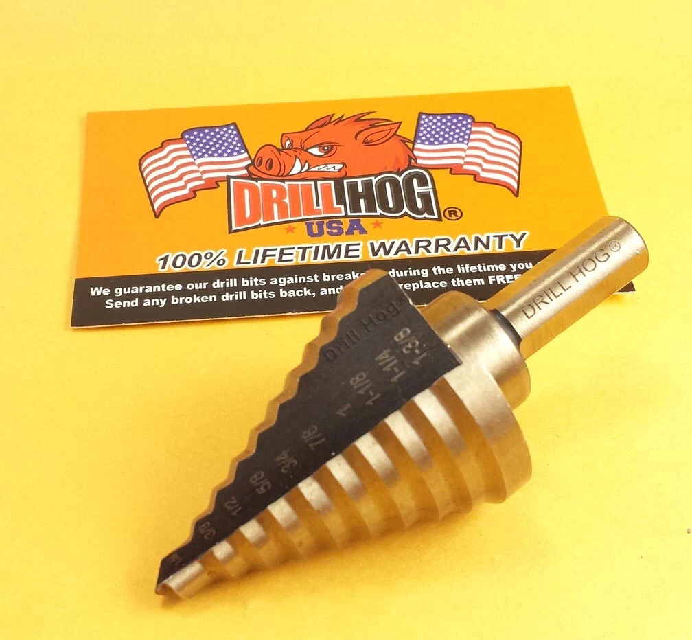 Drill Hog Step Drill Bit 1 4 1 3 8 MultiBit Uni Molybdenum M7 Lifetime Warranty