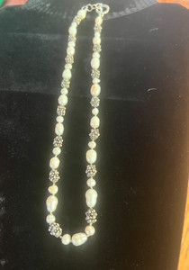Freshwater Pearl and Grape Cluster Untested Silver Necklace