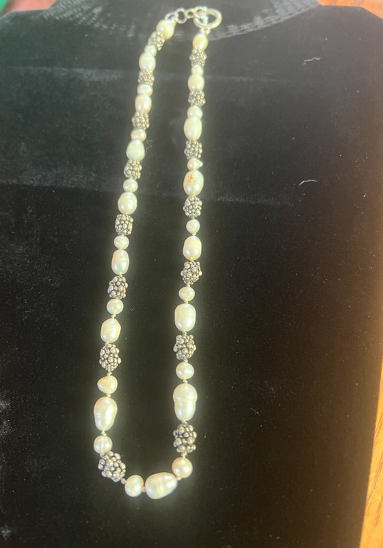 Freshwater Pearl and Grape Cluster Untested Silver Necklace