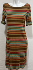 Ralph Lauren Medium Women Striped Cotton Dress Tool Beige w Belt