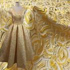 Gold Silk Yarn Dyed Jacquard Fabric Gold Luxury Dark Grain Spring Dress Fashion