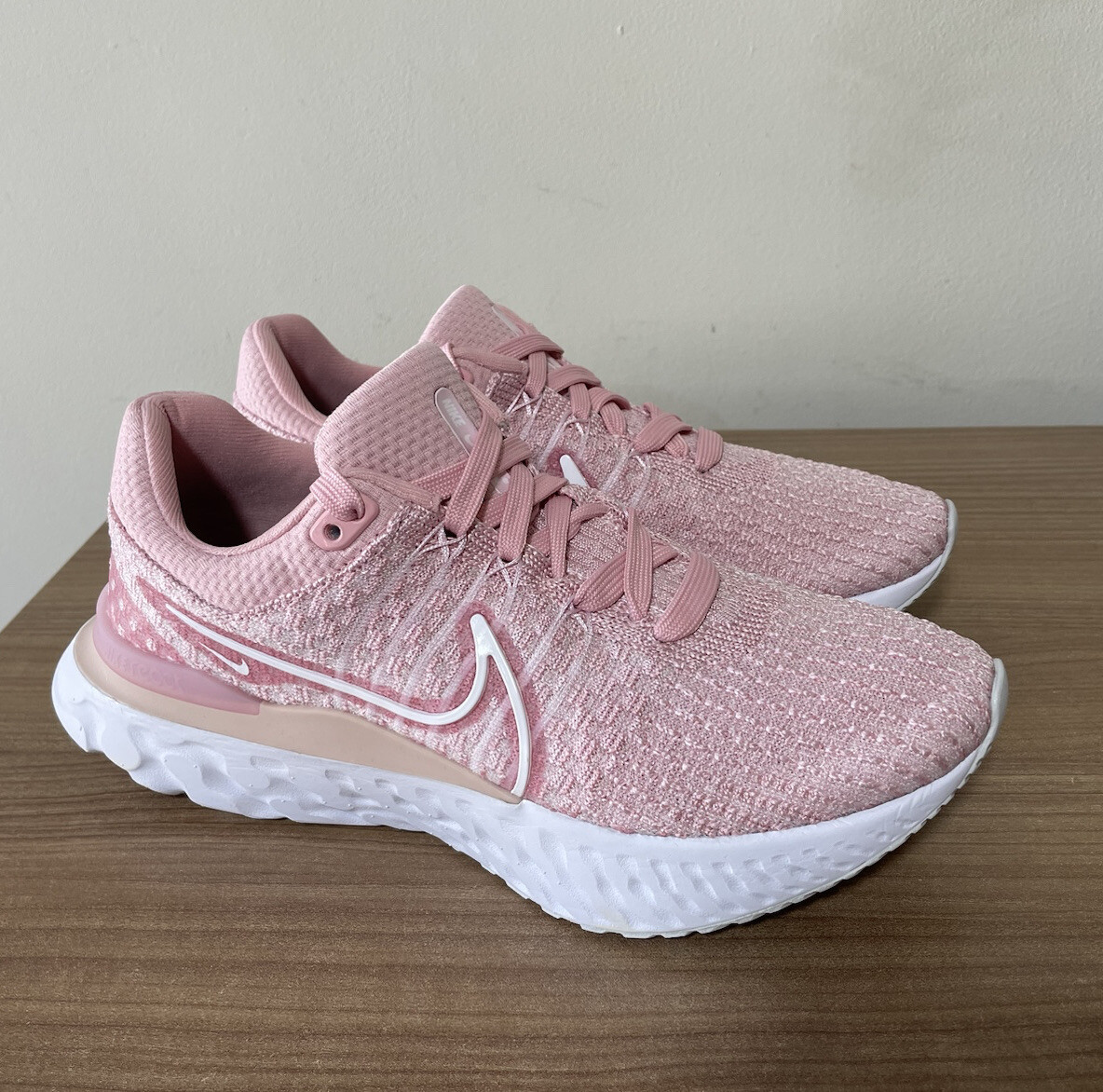 NIKE REACT INFINITY RUN FLYKNIT PINK FOAM RUNNING TRAINERS UK4