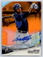 2016 Bowman Platinum Garrett Whitley #TPA-GW Autographs Orange /25 Rays