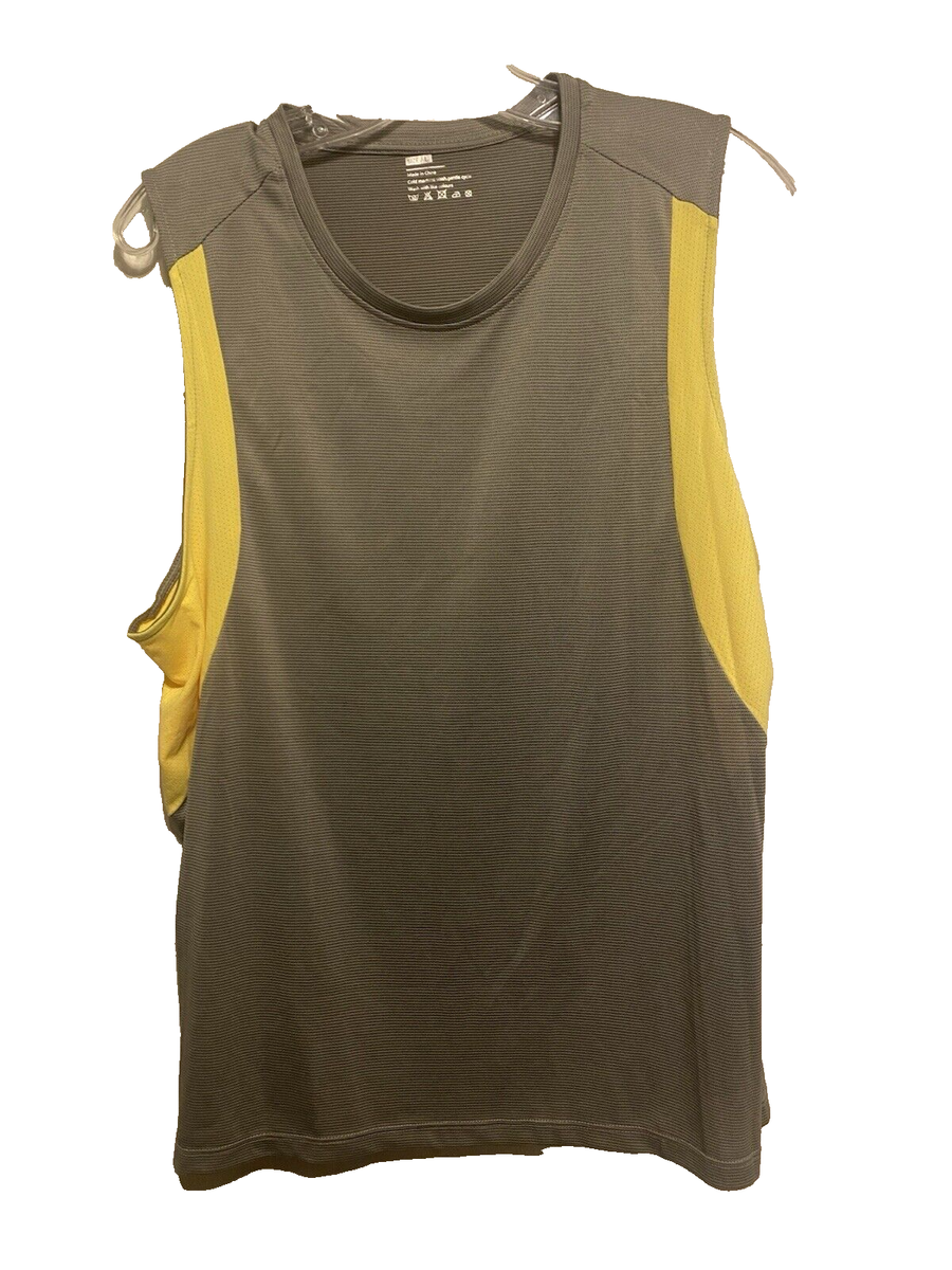 Unbranded Men's Breathable Mesh Tank Top Gray / Yellow Large NWOT