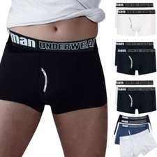 2 Packs Men's Plain Boxer Shorts Underwear Classic Cotton Rich Boxers Large Pant