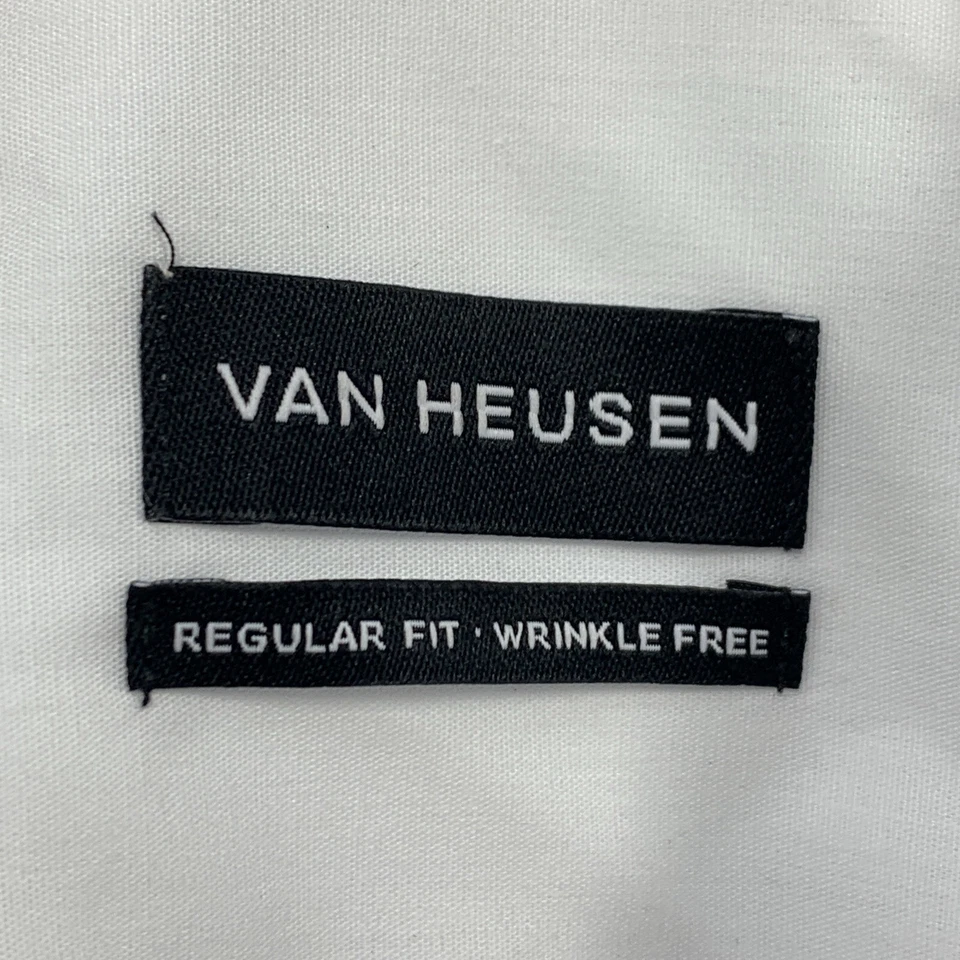 Van Heusen 男式常规版型白色纽扣正装衬衫 M 码长袖领 — 第 3/4 张图片