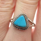 Old Pawn 925 Sterling Silver Vintage Southwestern Bisbee Turquoise Ring Size 6.5