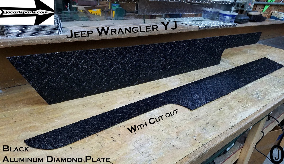 Black Diamond Plate Floor Boards For Jeep Wrangler YJ (1987-1995) - Bed Liner Coated